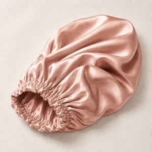 Bonnet de Nuit en Soie de Mûrier Rose Doré 22 Momme