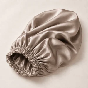Bonnet de Nuit en Soie de Mûrier Taupe 22 Momme