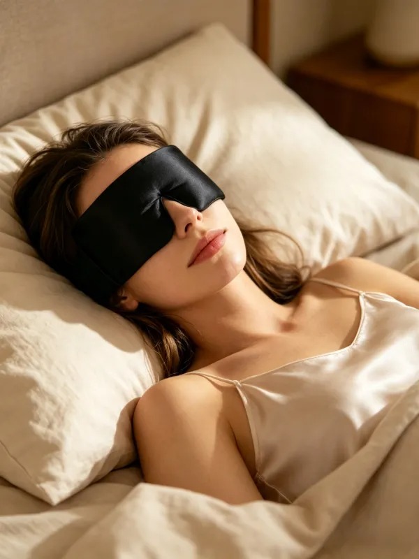 Masque de Sommeil en Soie de Mûrier Bleu Marine 22 Momme – Image 2