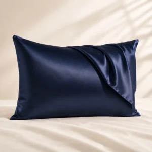 Taie d’Oreiller en Soie de Mûrier Bleu Marine 25 Momme