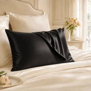 Taie d’Oreiller en Soie de Mûrier Gris Anthracite 25 Momme