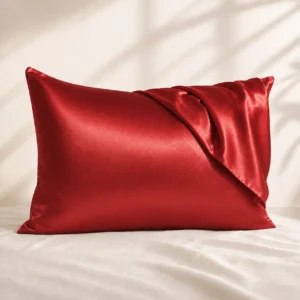 Taie d’Oreiller en Soie de Mûrier Rouge 25 Momme